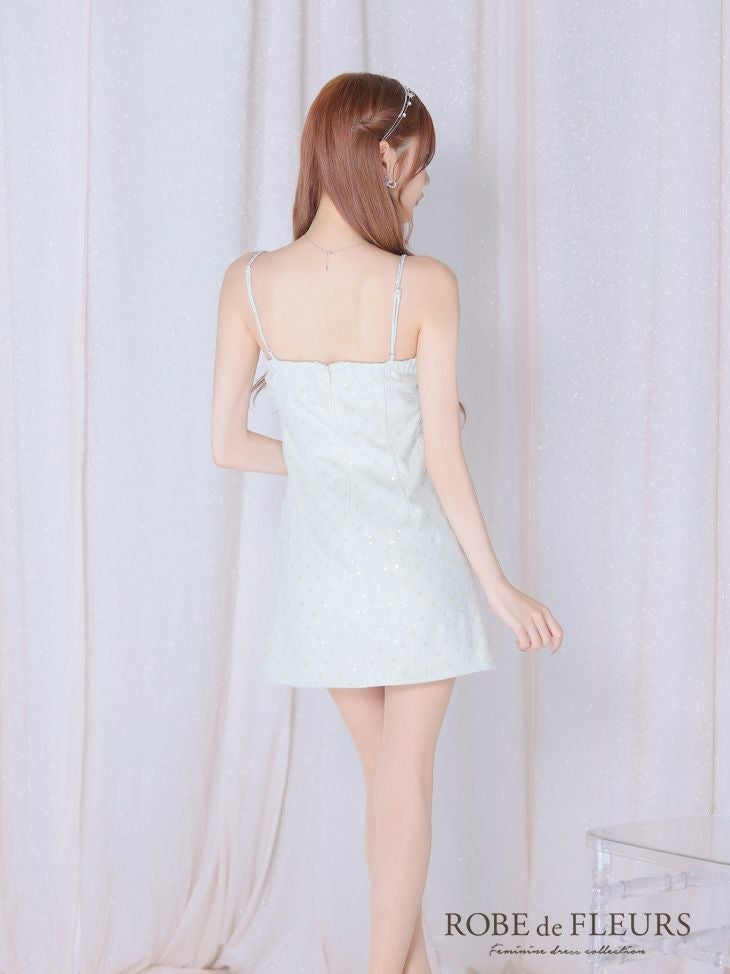 ROBE de FLEURS ローブドフルール ビジューリボンハートカットタイトミニキャバドレス【デコルテパーツ取り外し可能】 fm3426-c