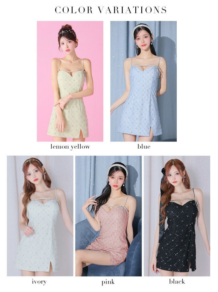 ROBE de FLEURS ローブドフルール ビジューリボンハートカットタイトミニキャバドレス【デコルテパーツ取り外し可能】 fm3426-c