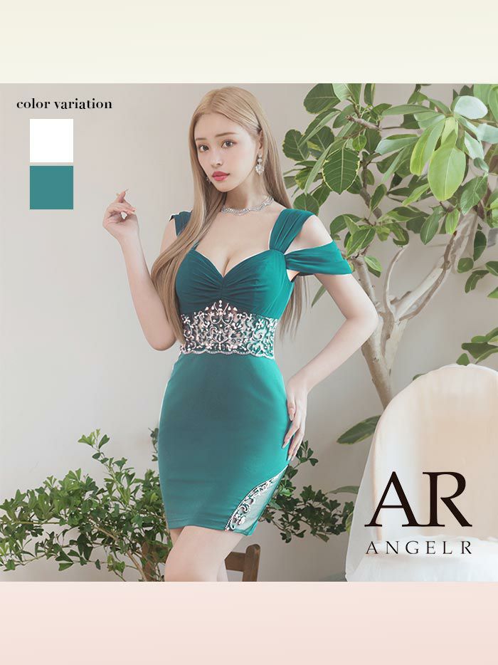 AngelR エンジェルアール シフォンスリーブフラワーデザインビジュー