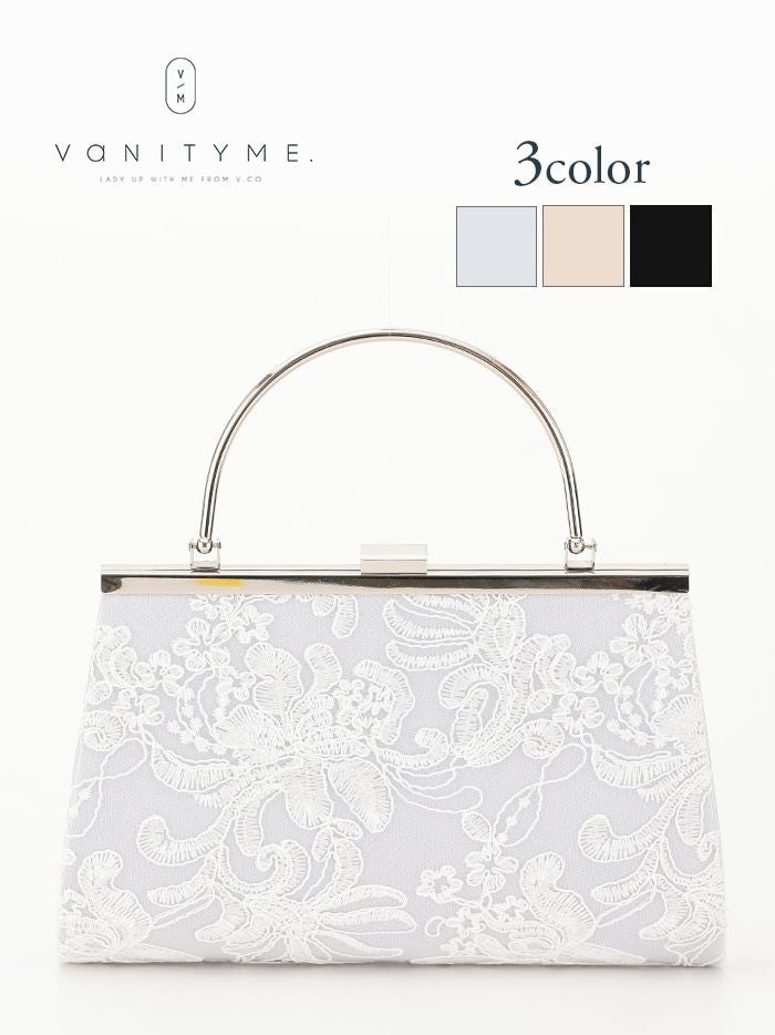 haremode ハレモード フォーマル 刺繍デザイン クラッチバッグ パーティーバッグ ベージュ・シルバー・ブラック vim-am-5069