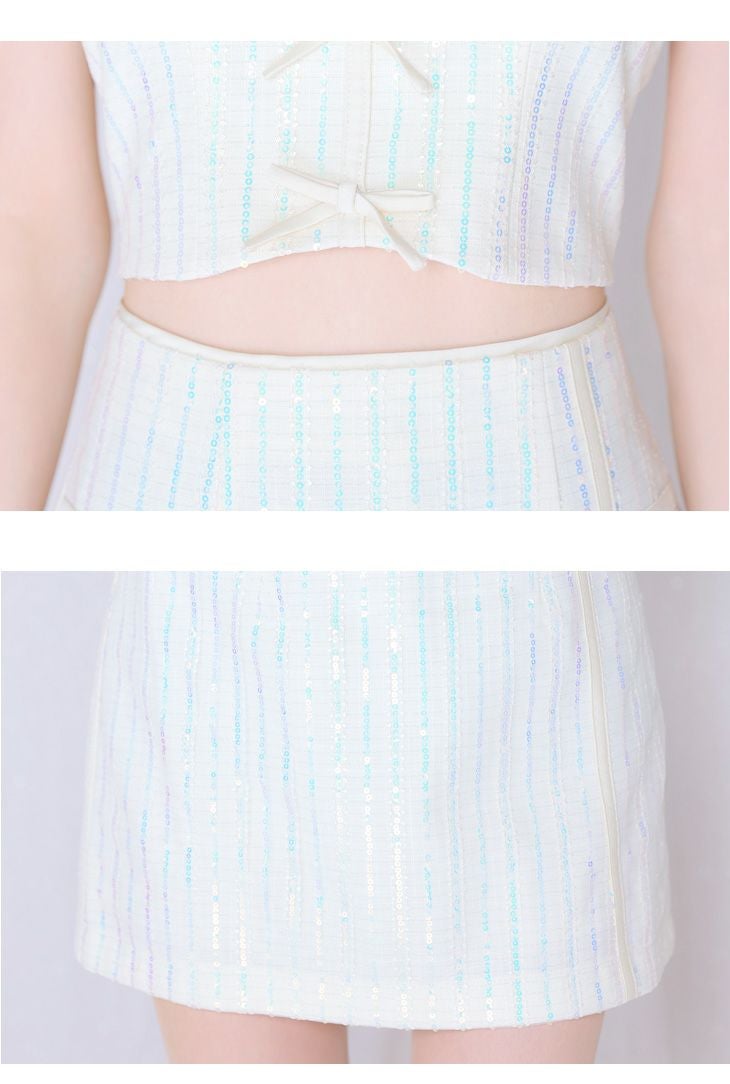 ROBE de FLEURS ローブドフルール トリプルミニリボンスパンコールセットアップキャバドレス fm3543