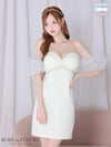 ROBE de FLEURS ローブドフルール アイボリー バルーンスリーブオフショルビジュータイトキャバドレス fm2923-2