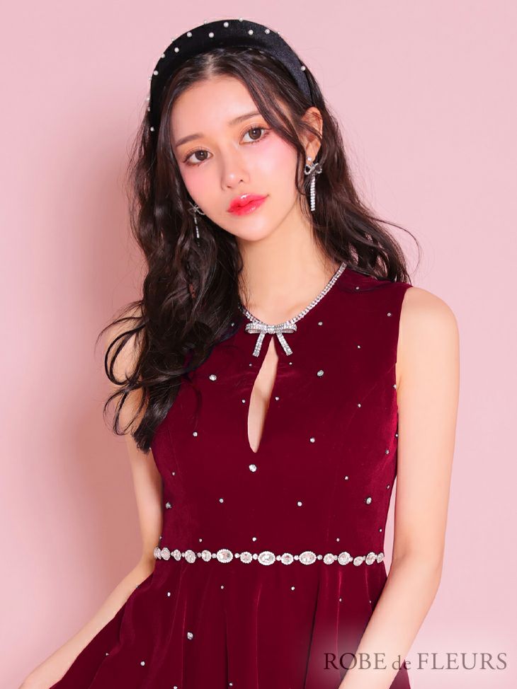 ROBE de FLEURS ローブドフルール ビジューデザインベルベット