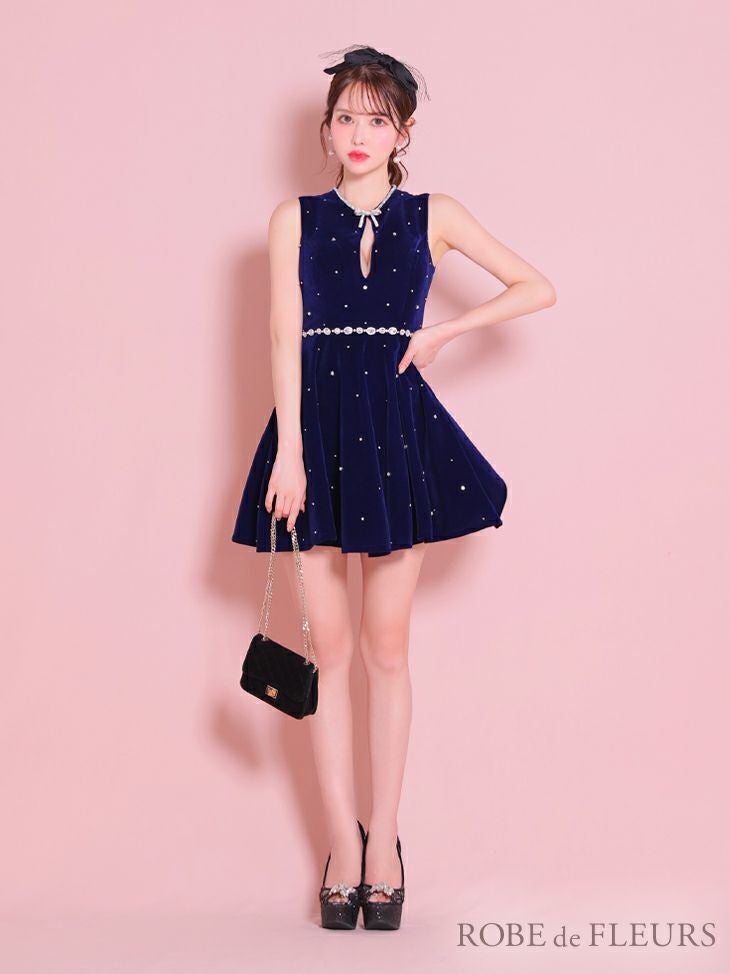 ROBE de FLEURS ローブドフルール ビジューデザインベルベット