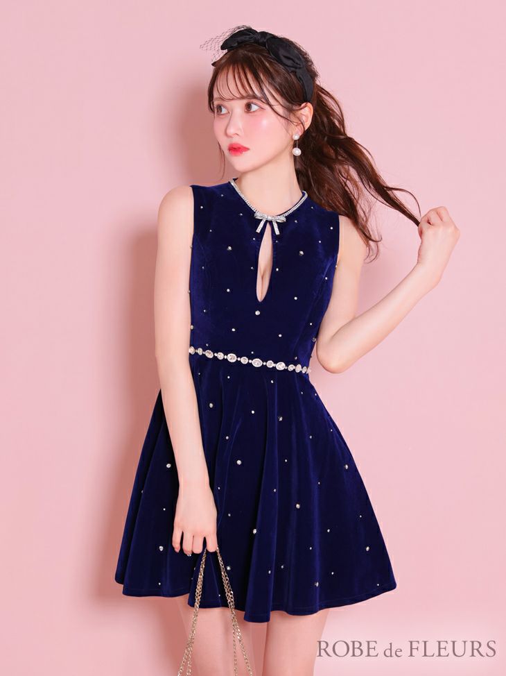 ROBE de FLEURS ローブドフルール ビジューデザインベルベット