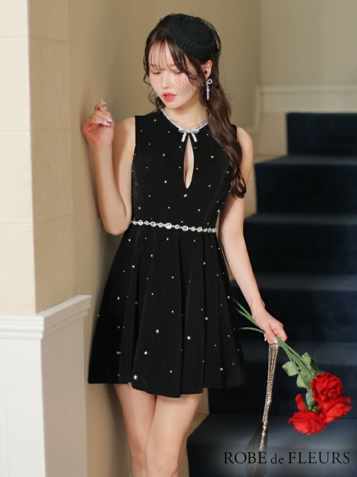 ROBE de FLEURS ローブドフルール ビジューデザインベルベット