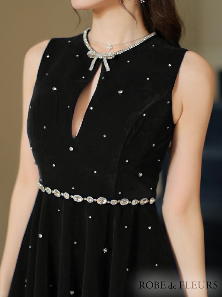 ROBE de FLEURS ローブドフルール ビジューデザインベルベット