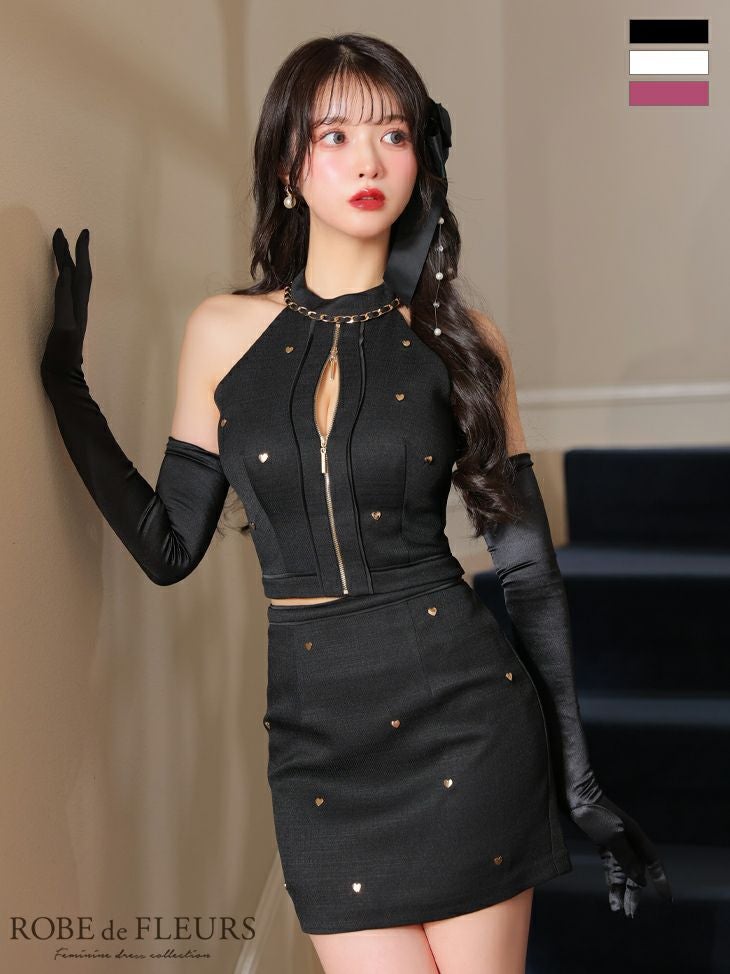 ROBE de FLEURS ローブドフルール ハートスタッズバストジップ