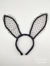 ドットチュールうさ耳カチューシャ ホワイト・ブラック vcsit-2482