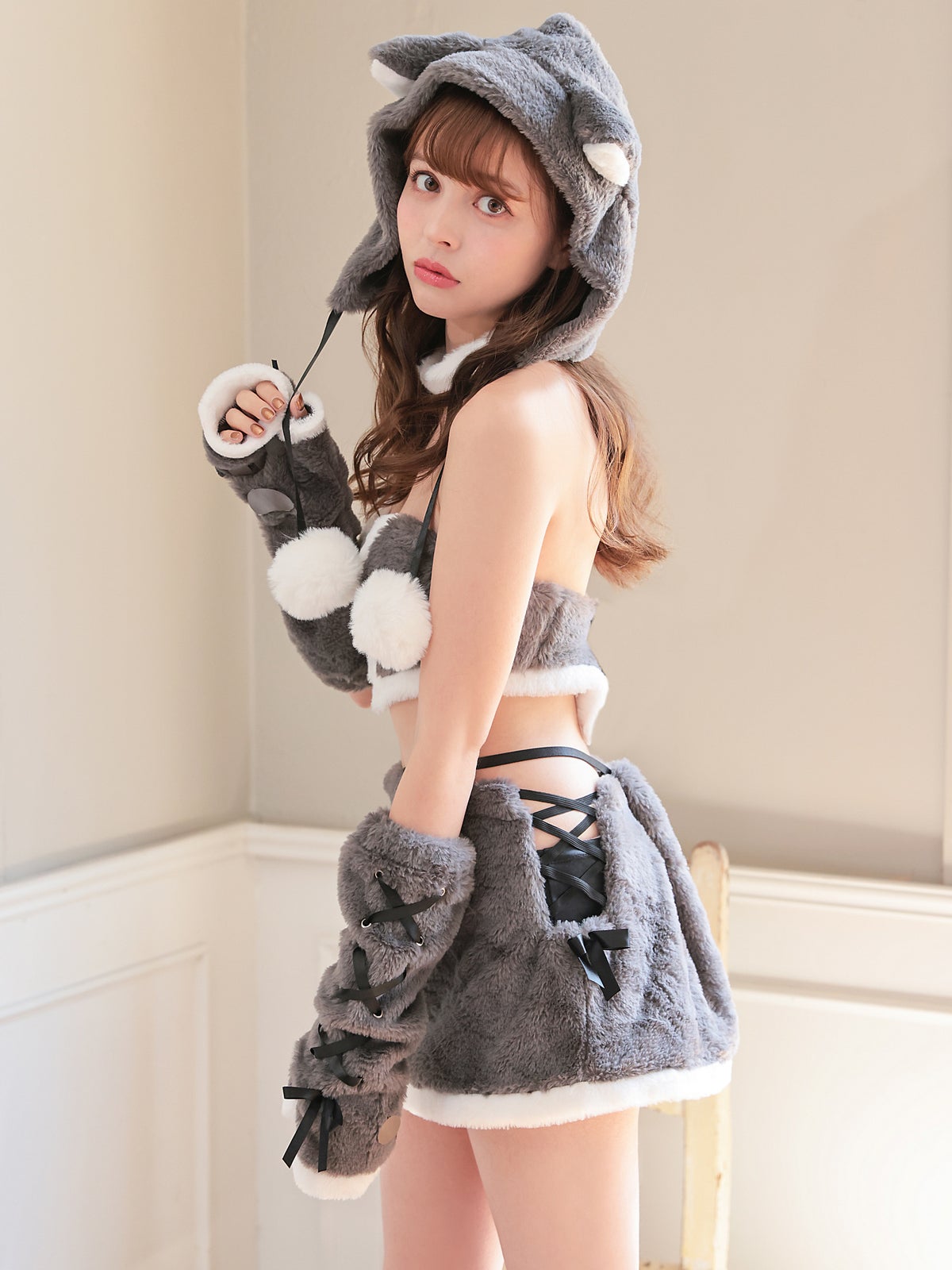 【6点セット】vanityME. × Malymoon スムースボアアニマルセットアップ [グレー] ml10066-1