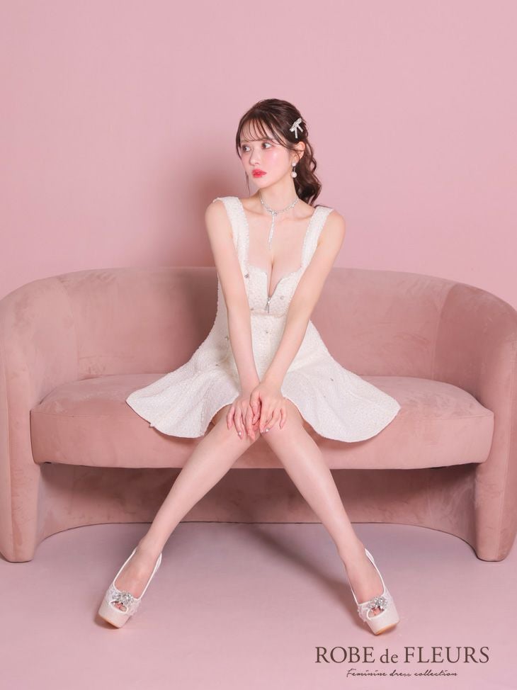 ROBE de FLEURS ローブドフルール スエードリボン×チェックツイード