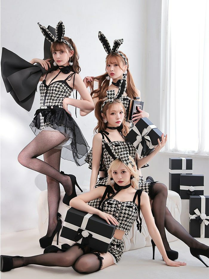 3点セット】No.5 ツイードセットアップフレアスカートバニー ブラック