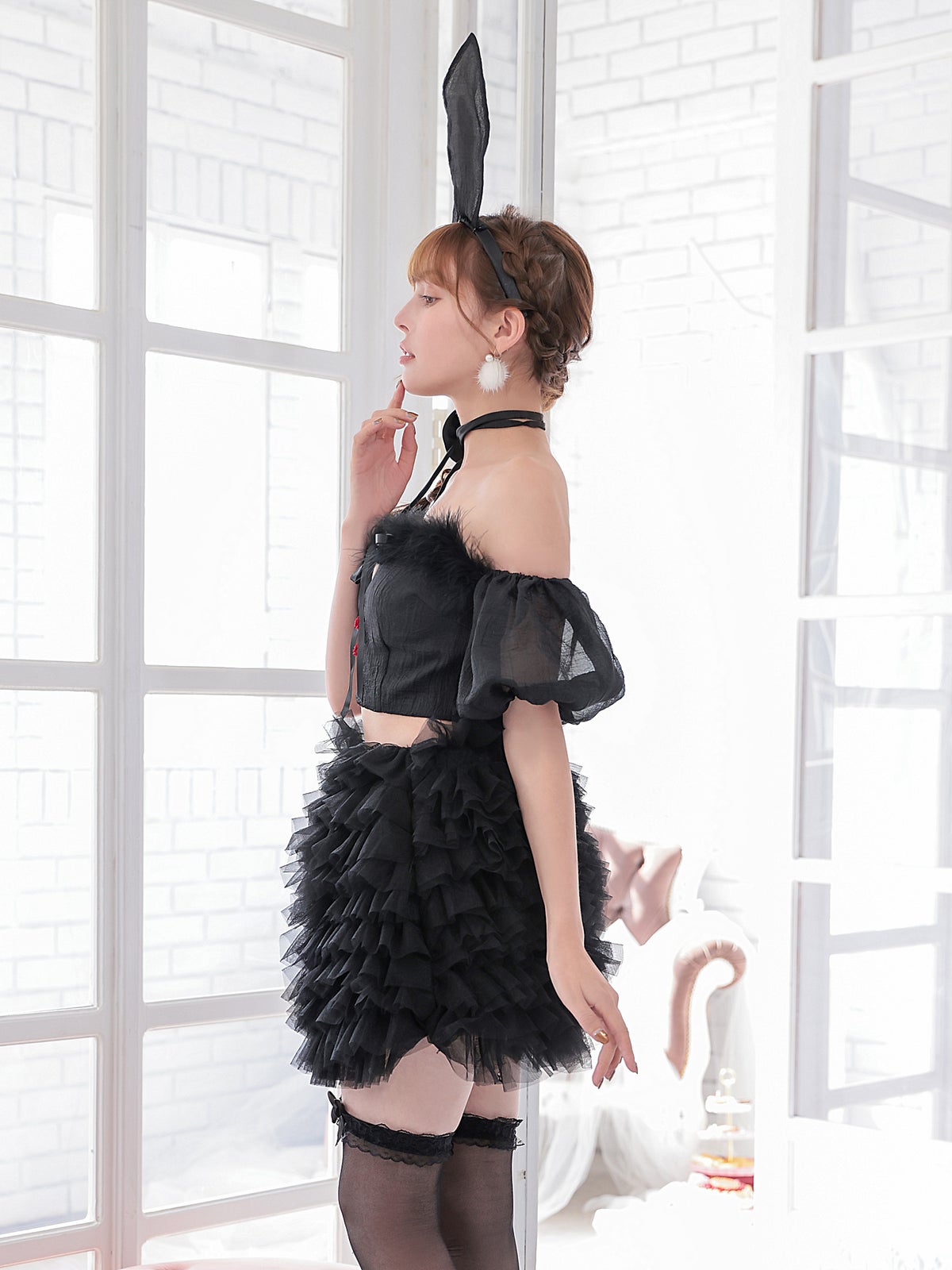 【3点セット】Tulle&Puff Bunny. ブラック vcsbn-240319-1