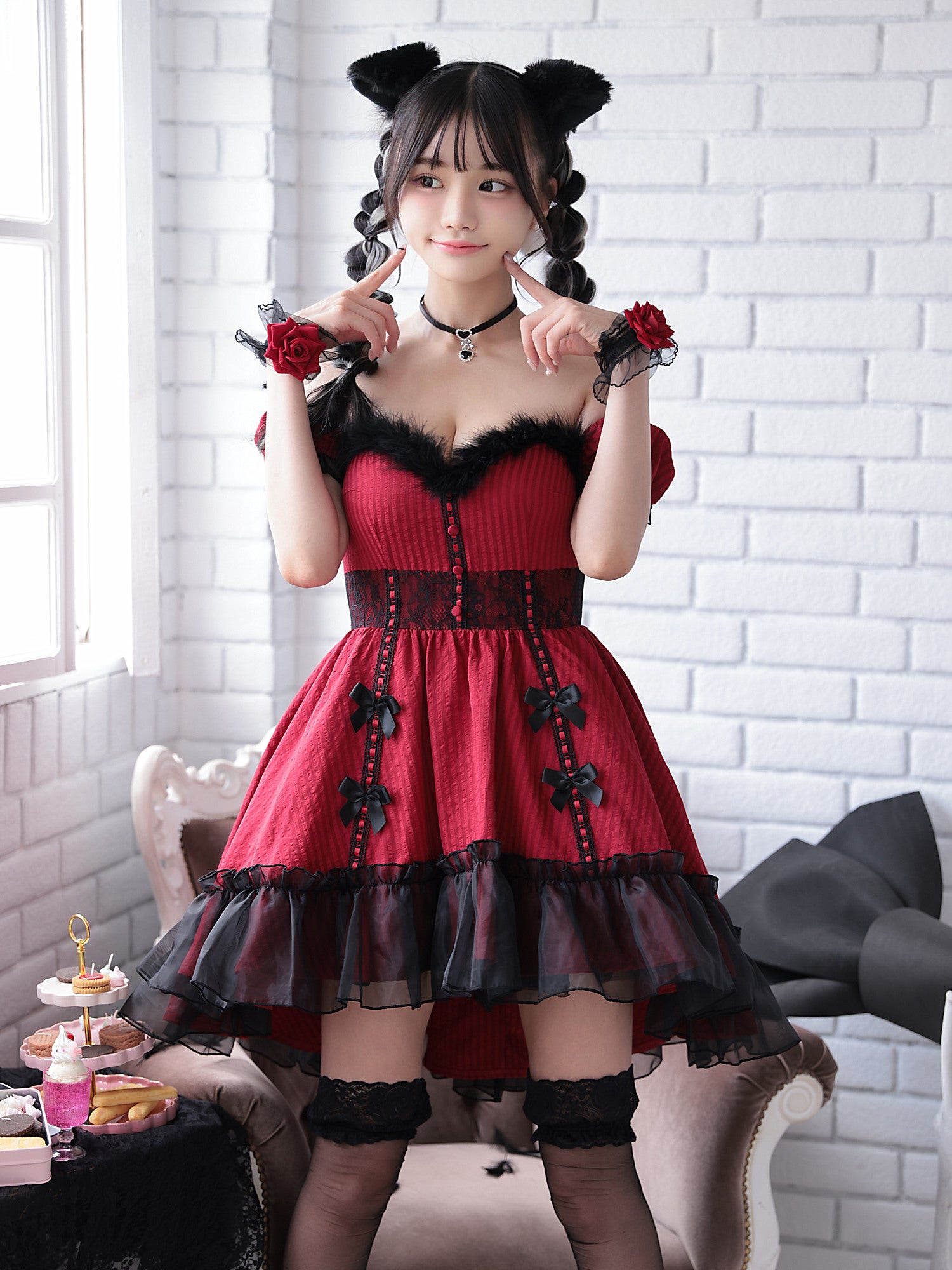 【2点セット】Gothic Cat. ゴシックキャット #LadyRed レッド vcsot-240320-3b