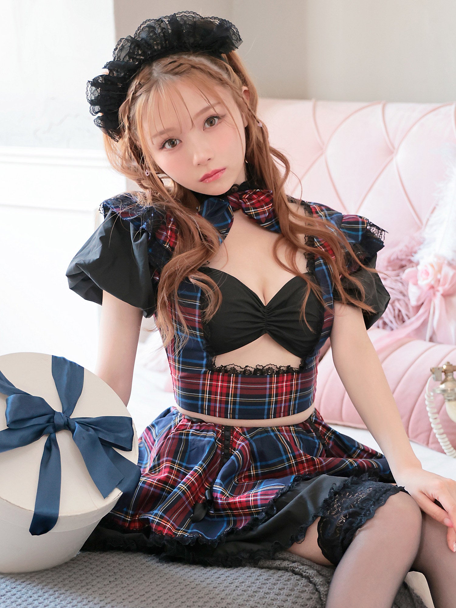 【4点セット】 #えろかわ チェックメイド ネイビー vcsmd-23980-2