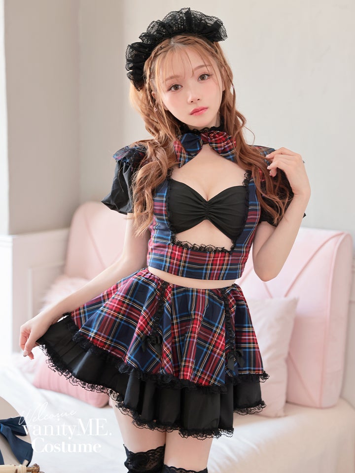 【4点セット】 #えろかわ チェックメイド ネイビー vcsmd-23980-2