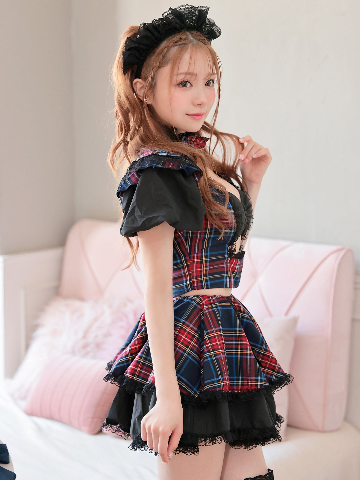 【4点セット】 #えろかわ チェックメイド ネイビー vcsmd-23980-2