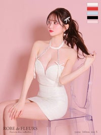 ROBE de FLEURS ローブドフルール スパンコールツイードリボンホルターセットアップキャミキャバドレス fm3429-c