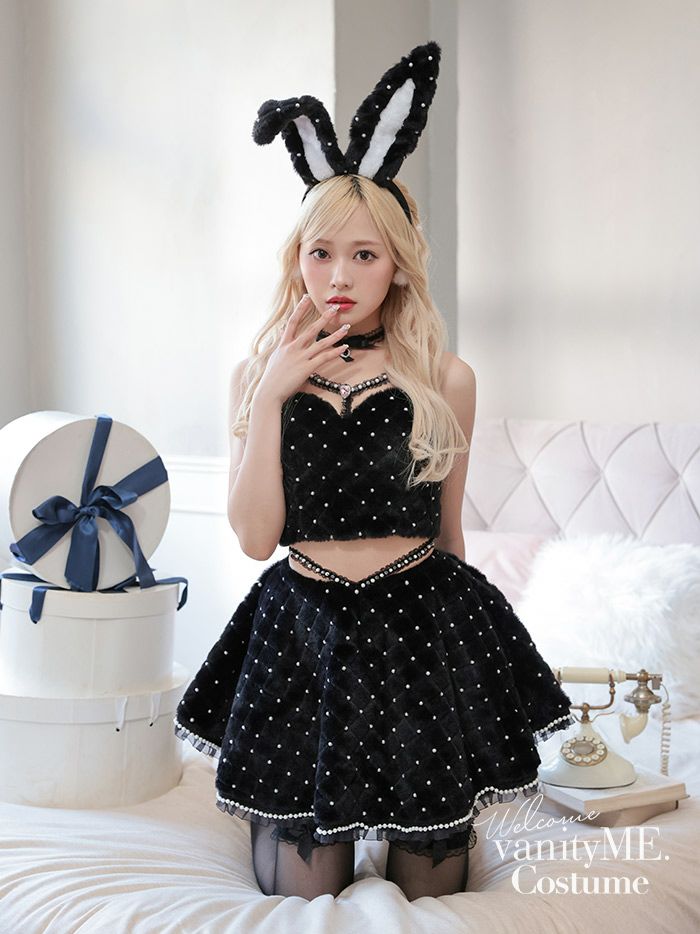 3点セット】C'est mimi fourrure bunny スカート ブラック vcsbn