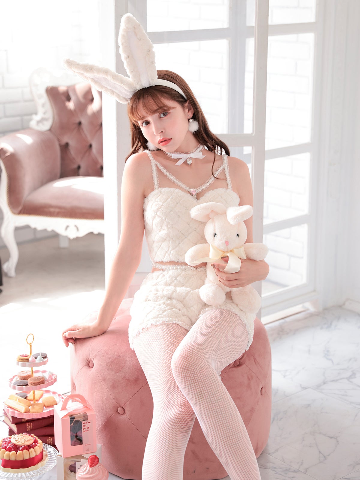 【3点セット】パールキルティングバニー パンツ ホワイト vcsbn-240315-2-na