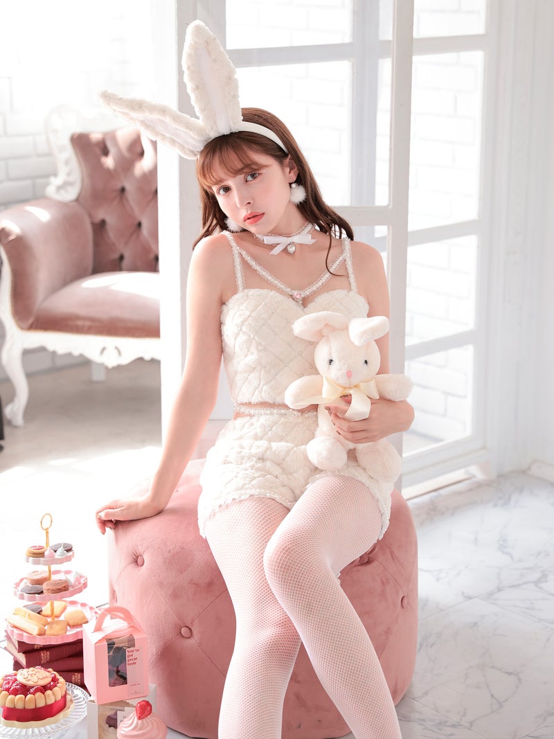 【3点セット】パールキルティングバニー パンツ ホワイト vcsbn-240315-2-na