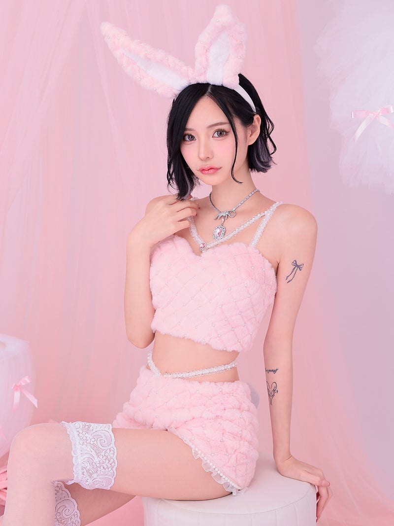 【3点セット】C'est mimi fourrure bunny パンツ ピンク vcsbn-240315-3b