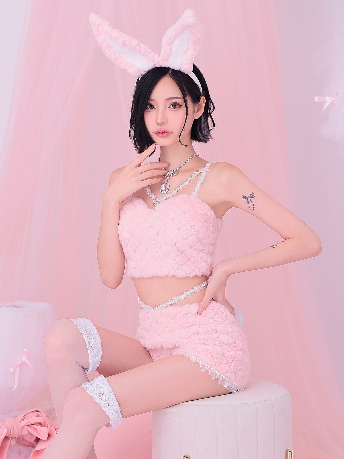 【3点セット】C'est mimi fourrure bunny パンツ ピンク vcsbn-240315-3b