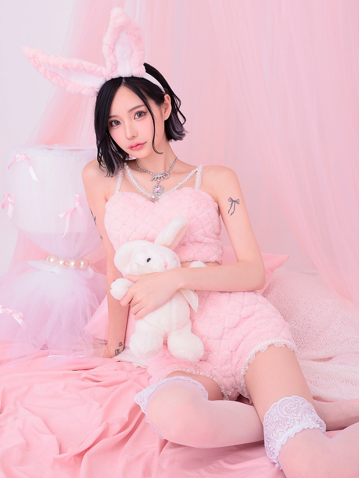【3点セット】C'est mimi fourrure bunny パンツ ピンク vcsbn-240315-3b