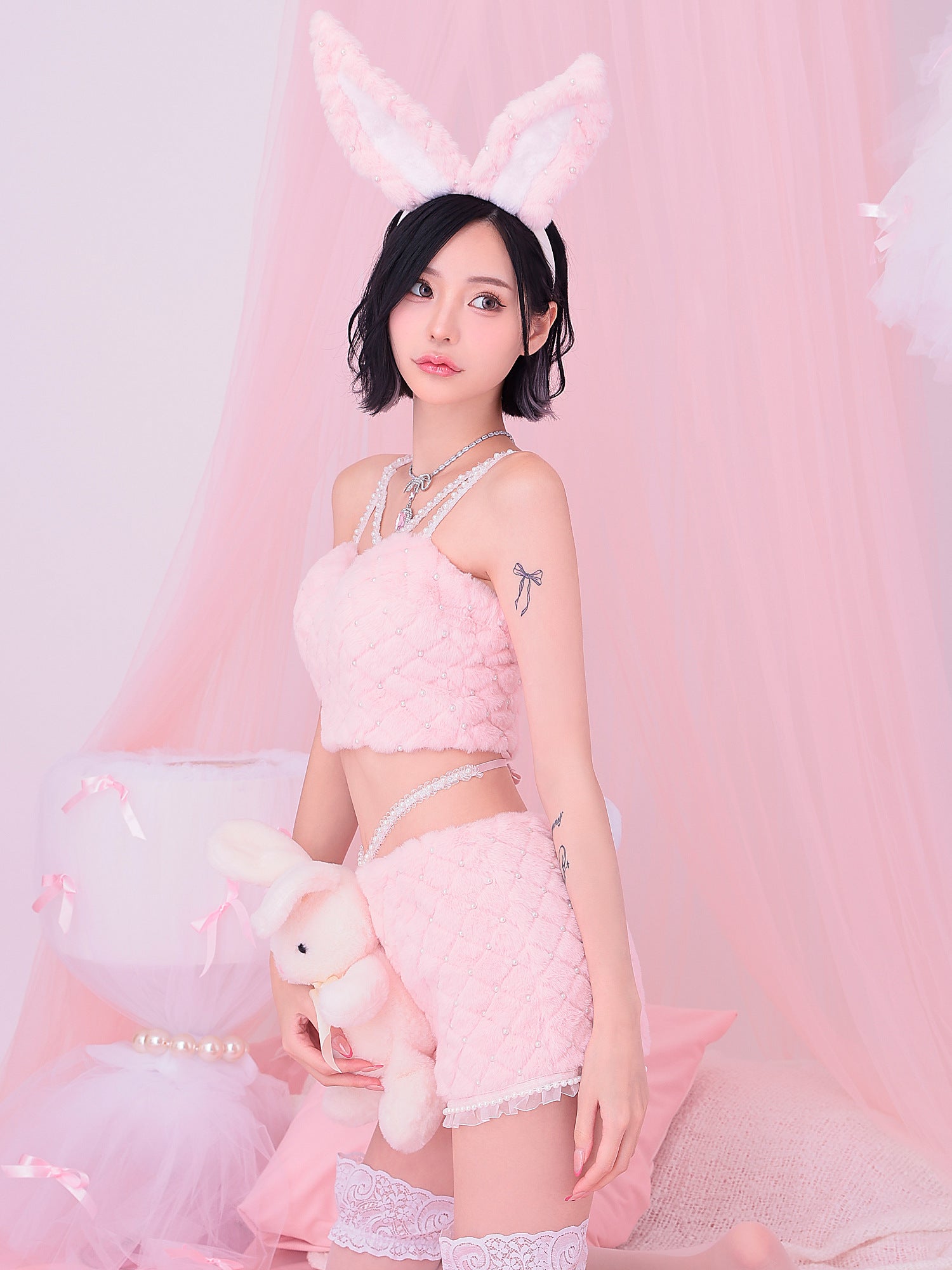 【3点セット】C'est mimi fourrure bunny パンツ ピンク vcsbn-240315-3b