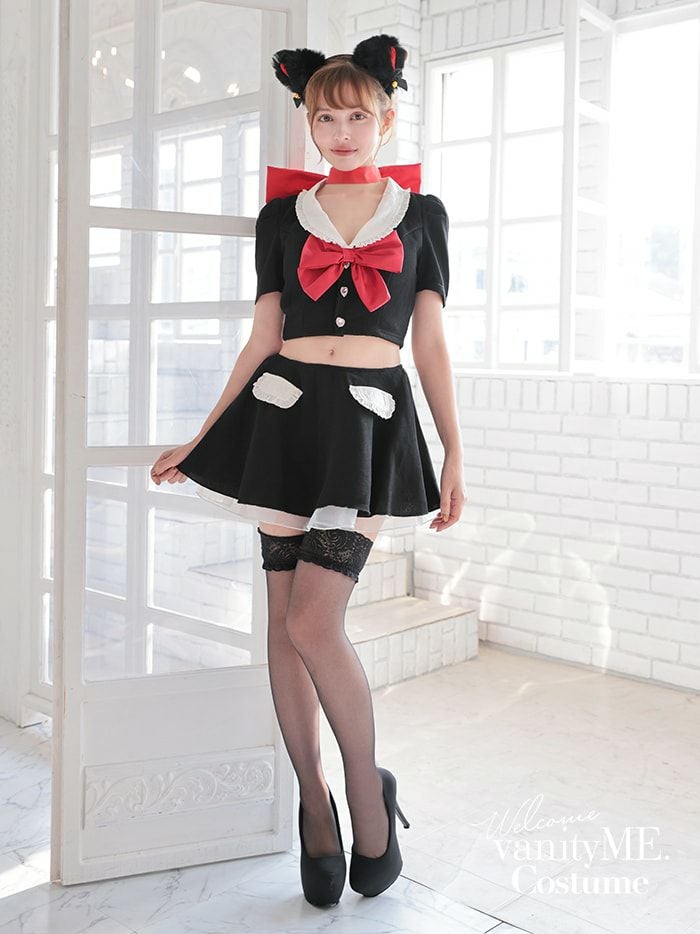 【4点セット】 Ｔ Sailor Heroine Ribbon Cat. ブラック×レッド vcsct-23971-1