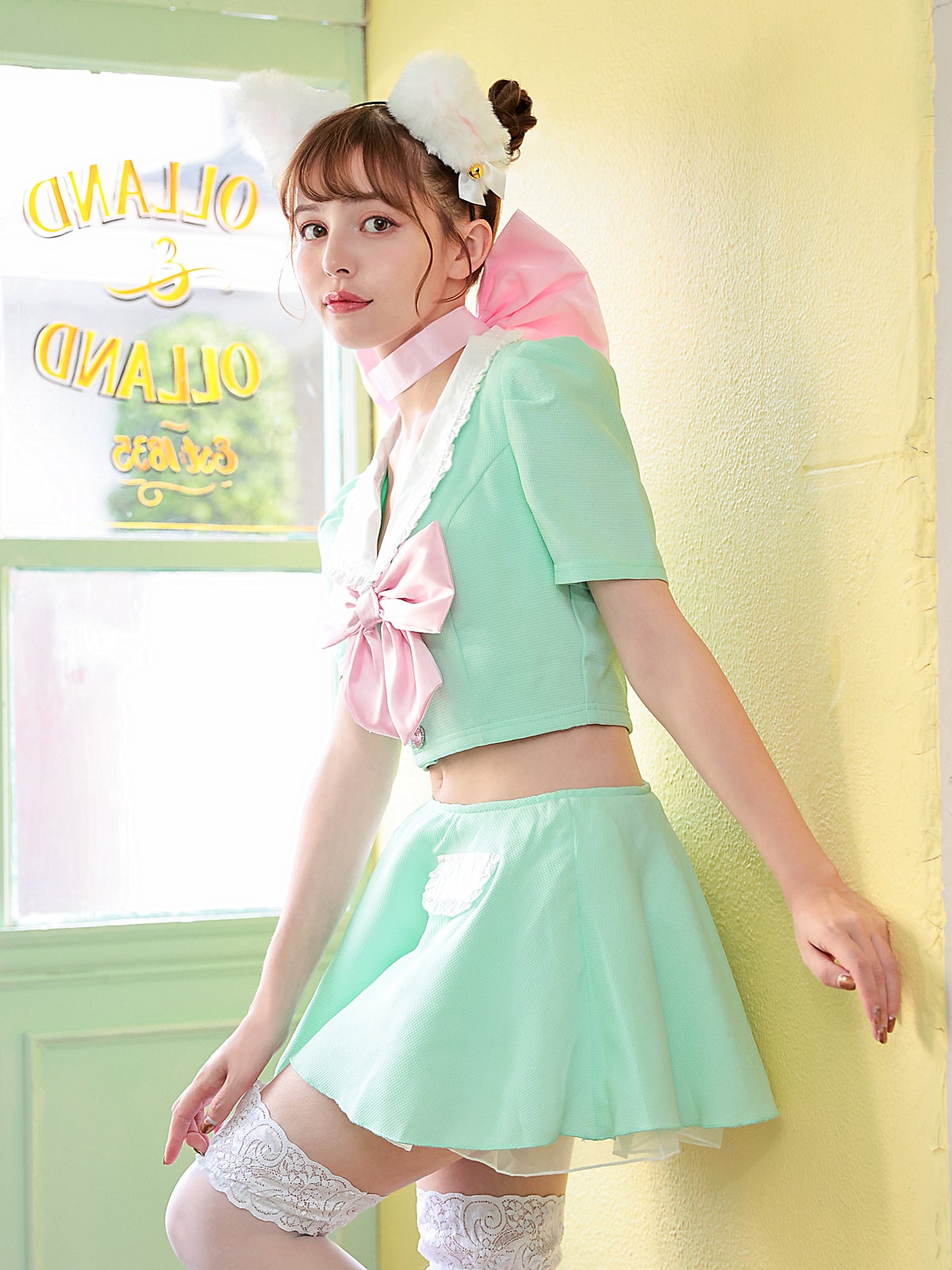 【4点セット】 Ｔ Sailor Heroine Ribbon Cat. ミント×ピンク vcsct-23971-2