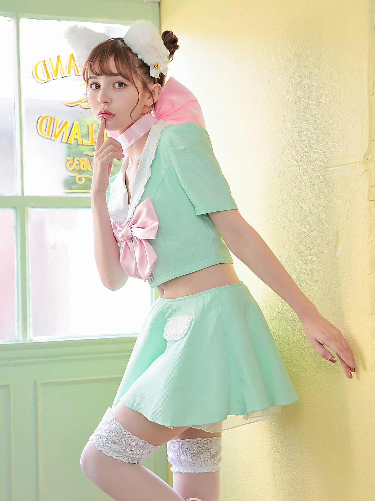 【4点セット】 Ｔ Sailor Heroine Ribbon Cat. ミント×ピンク vcsct-23971-2