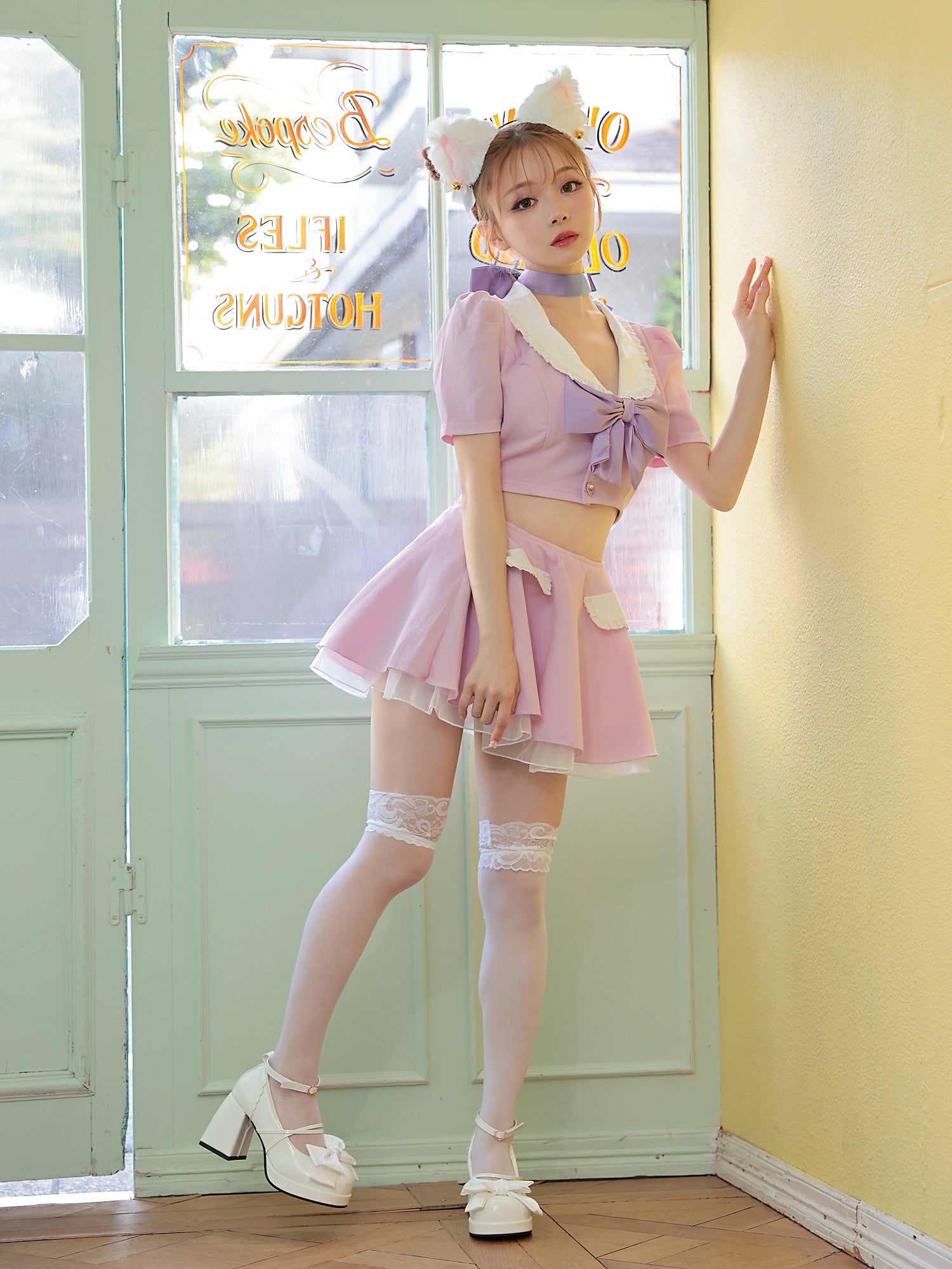 【4点セット】 Ｔ Sailor Heroine Ribbon Cat. ピンク×パープル vcsct-23971-3