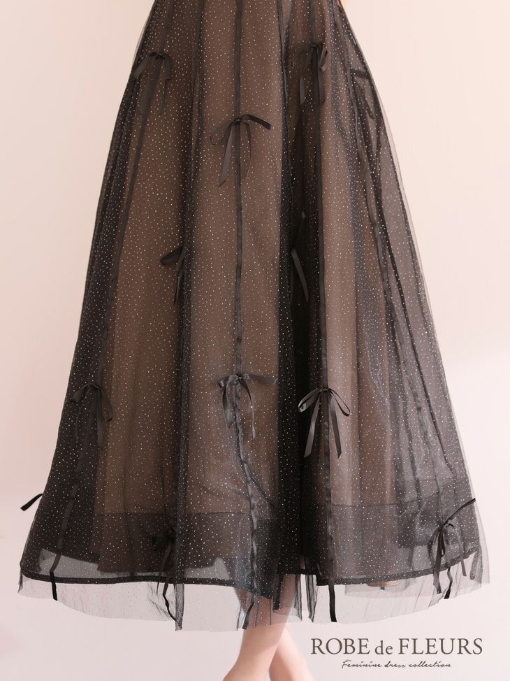 ROBE de FLEURS ローブドフルール センタージップフレアリボンチュール