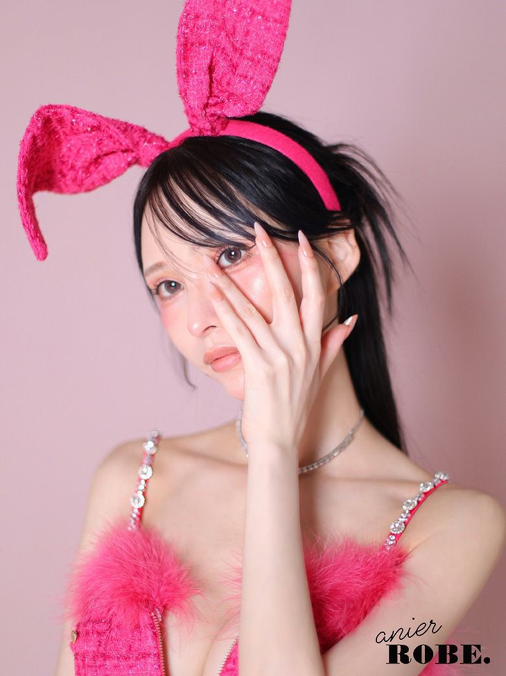 ROBE de FLEURS anier.ROBE ローブドフルール アニエルローブ ピンク Tweed heart studded bunny setup mini dress ツイードハートスタッヅバニ―セットアップミニドレス fm-anier4043