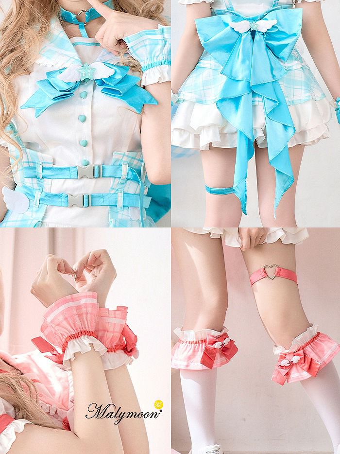 【10点セット】Malymoon マリームーン -魔法少女-ファンシーチェックセーラー [ レッド/ブルー/ライトピンク ] ml10109