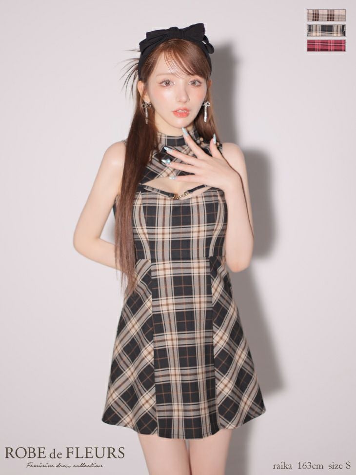 ROBE de FLEURS ローブドフルール バストカットノースリーブチェック