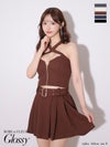 Glossy ローブドフルールグロッシー リブホルターネックバストジップセットアップミニキャバドレス gl3352-c