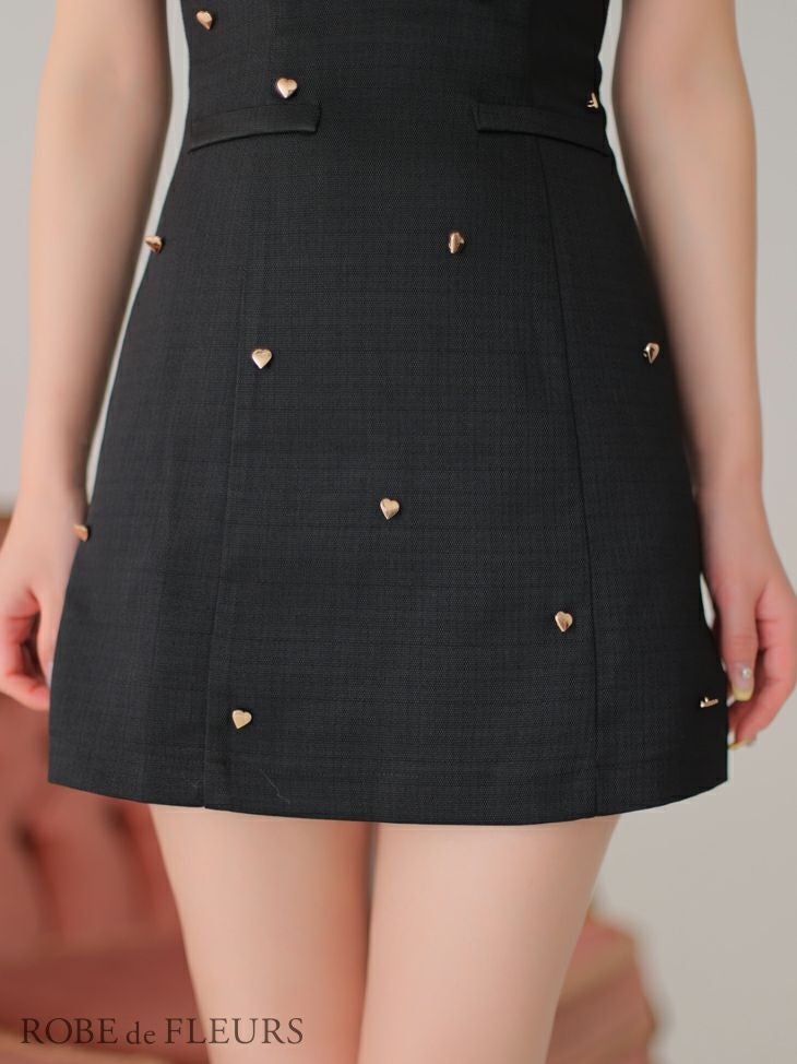 ROBE de FLEURS ローブドフルール ハートボタンキュートネスミニドレス fm2979