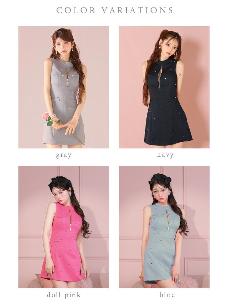 ROBE de FLEURS ローブドフルール ハートボタンキュートネスミニドレス fm2979