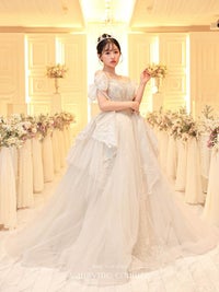 vanityME.couture. バニティミークチュール オフショル リボンショルダー ビジュー プリンセス 姫 ウエディングドレス ロングドレス ホワイト vctr-t-24105