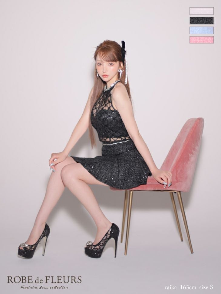 ROBE de FLEURS ローブドフルール ブラック パールスパンコール