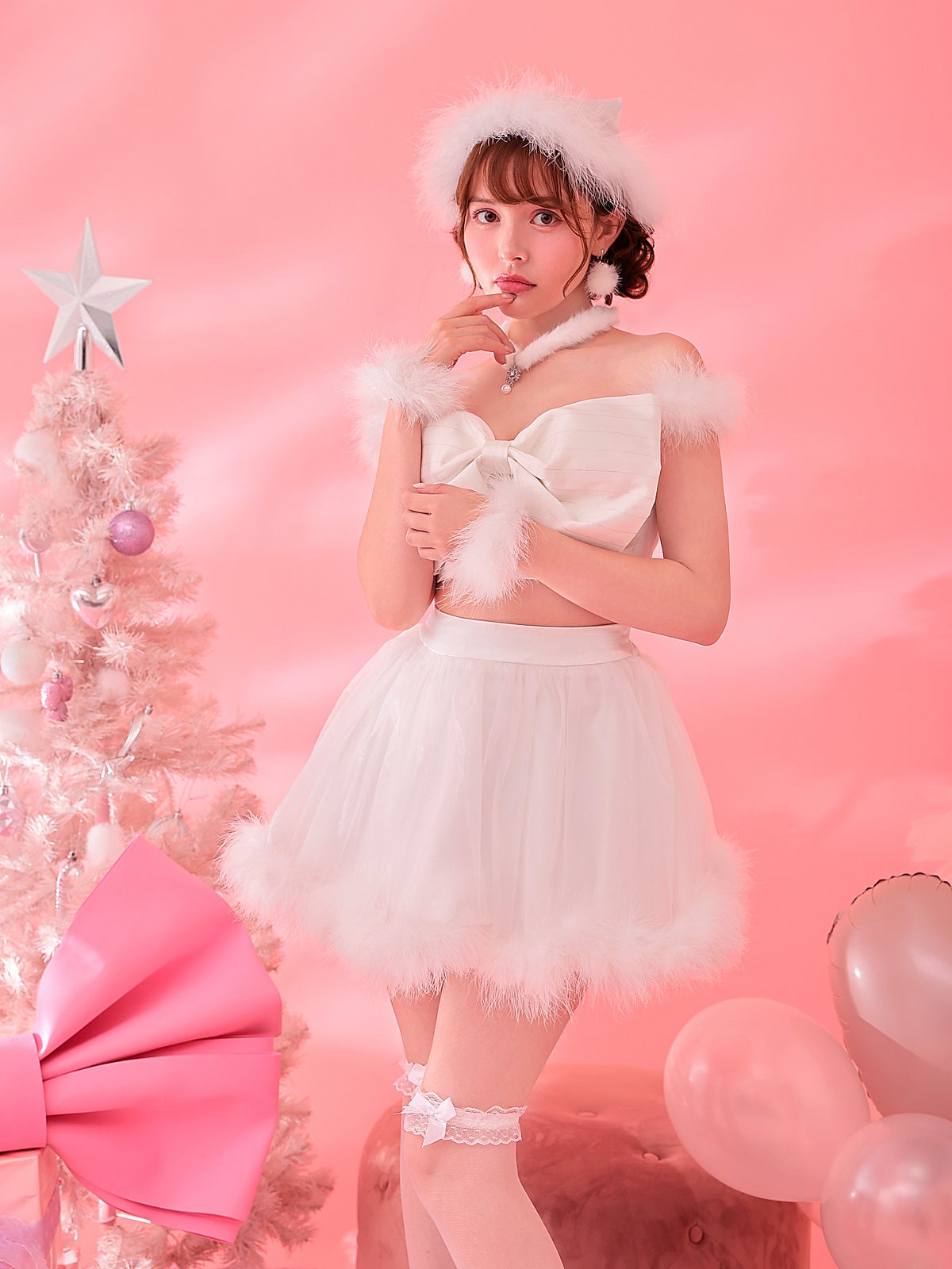 【3点セット】RuRu RIBBON SANTA ルルリボン サンタ ホワイト vcsst-240573-3b