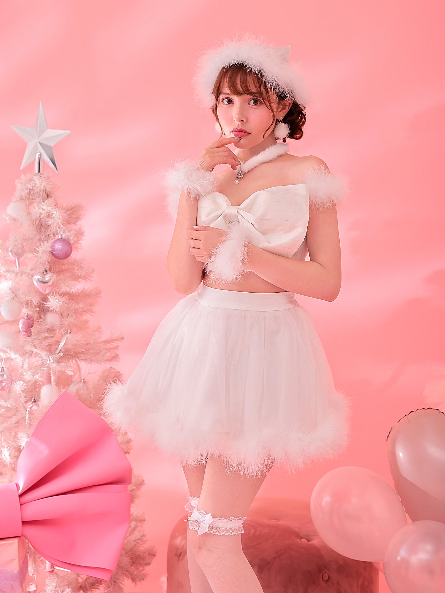 【3点セット】RuRu RIBBON SANTA ルルリボン サンタ ホワイト vcsst-240573-3b