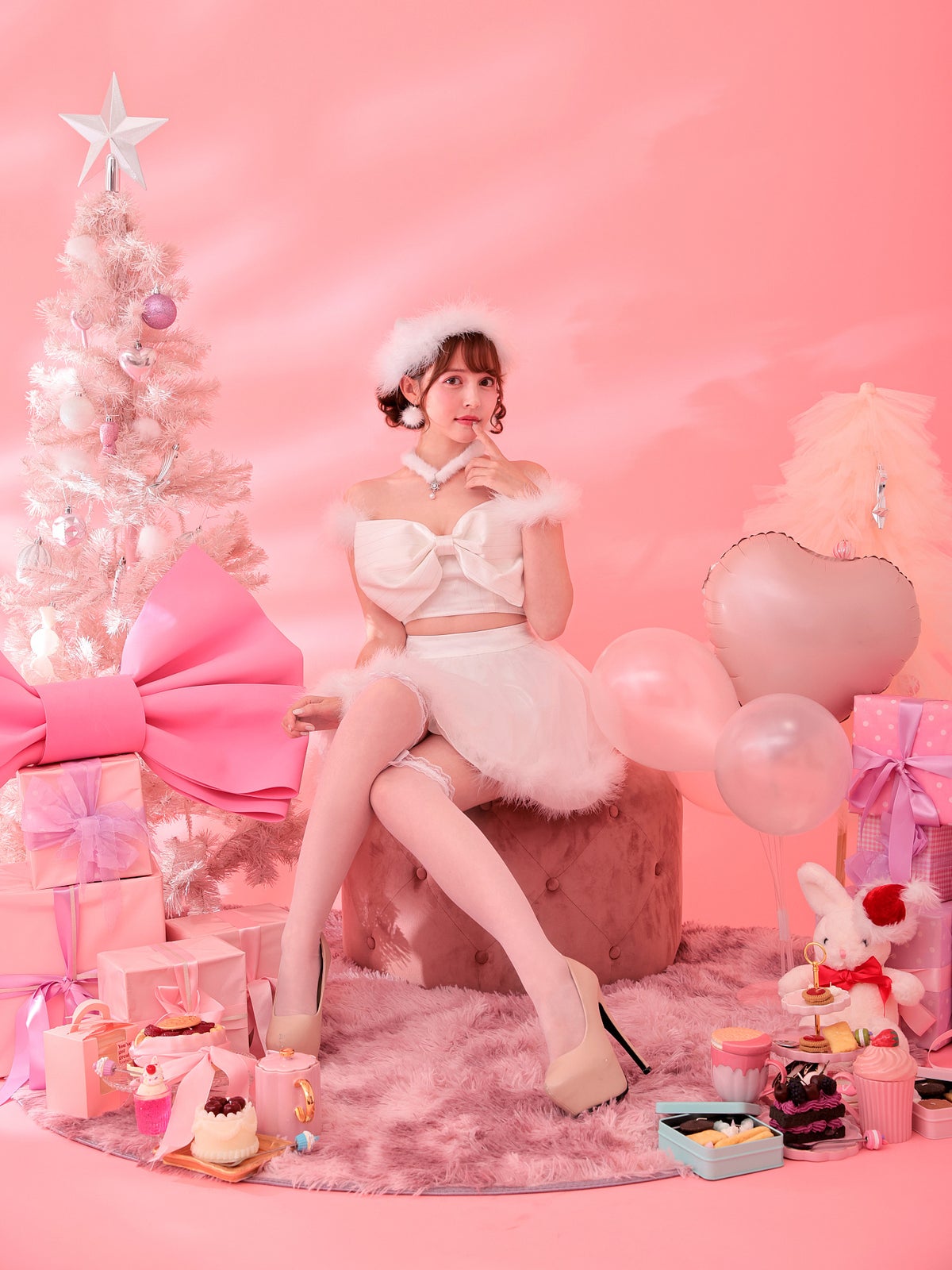【3点セット】RuRu RIBBON SANTA ルルリボン サンタ ホワイト vcsst-240573-3b