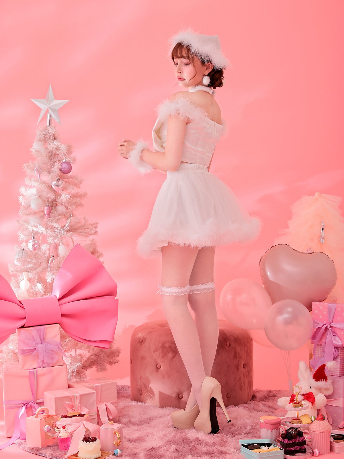 【3点セット】RuRu RIBBON SANTA ルルリボン サンタ ホワイト vcsst-240573-3b