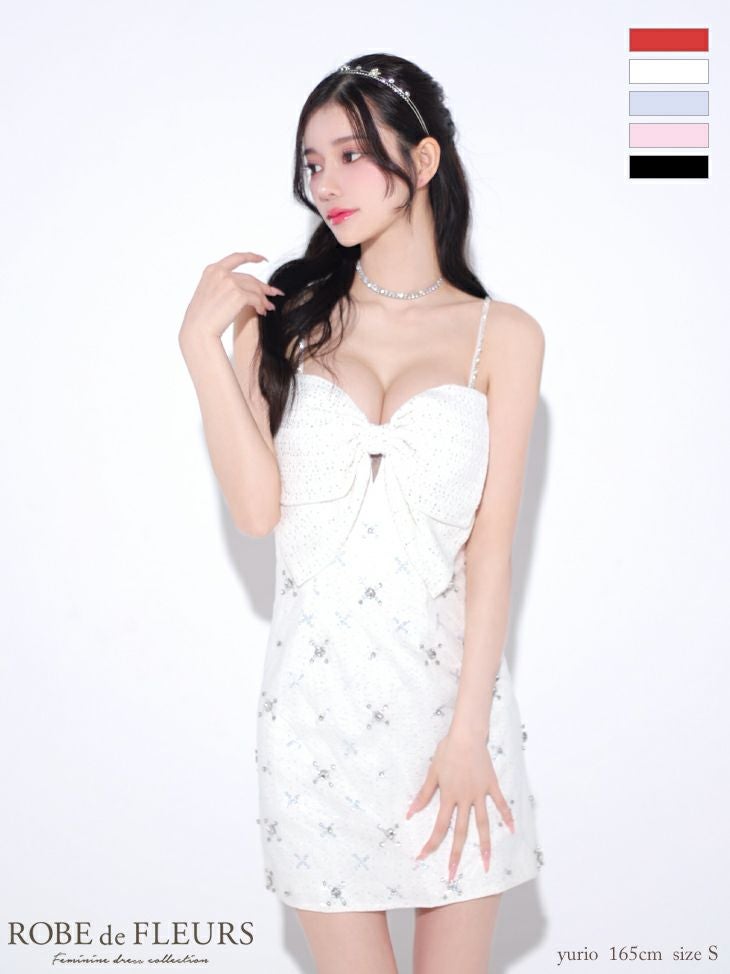 ROBE de FLEURS ローブドフルール ビッグリボンスパンコールツイード