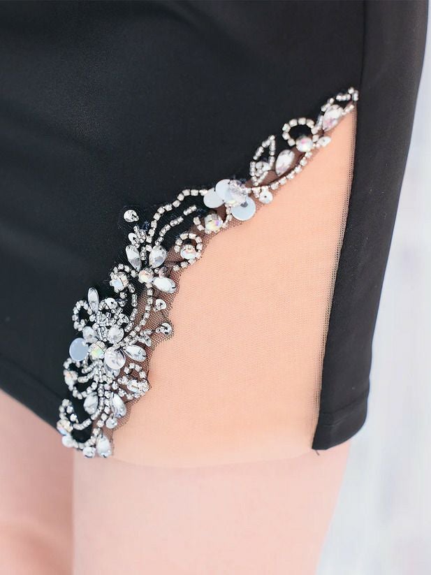 AngelR エンジェルアール バストシアービジュー刺繍プリーツデザインサテンタイトミニドレス ワインレッド ar24245-3