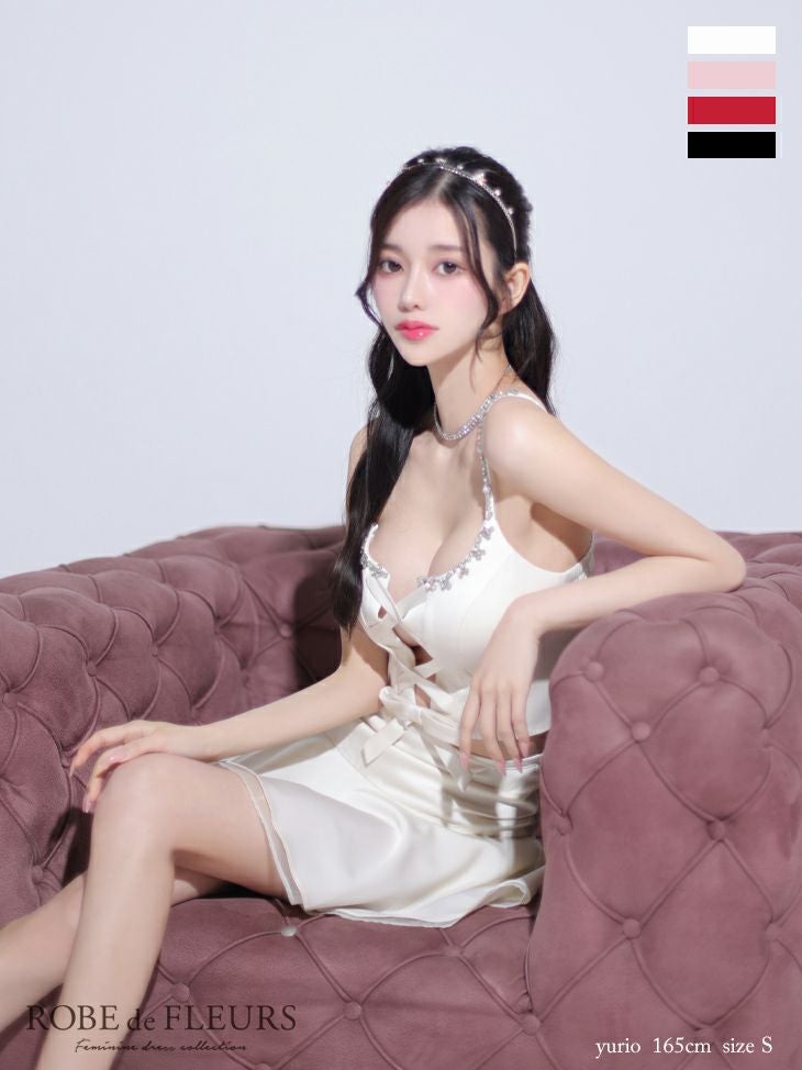 ROBE de FLEURS ローブドフルール センターリボン2wayフレアミニキャバ