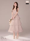 DEA. ディア バイ ローブドフルール レースティアードチュールフレアロングキャバドレス de3445-c